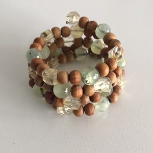 Sandalwood and Crystal Wrap Bracelet